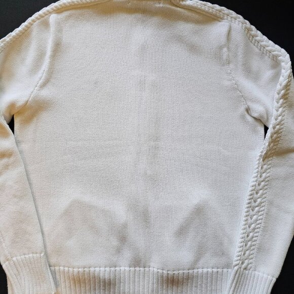 Polo Women's Full Zip Sweater, White, M-L, 2 Pockets - Picture 3 of 4
